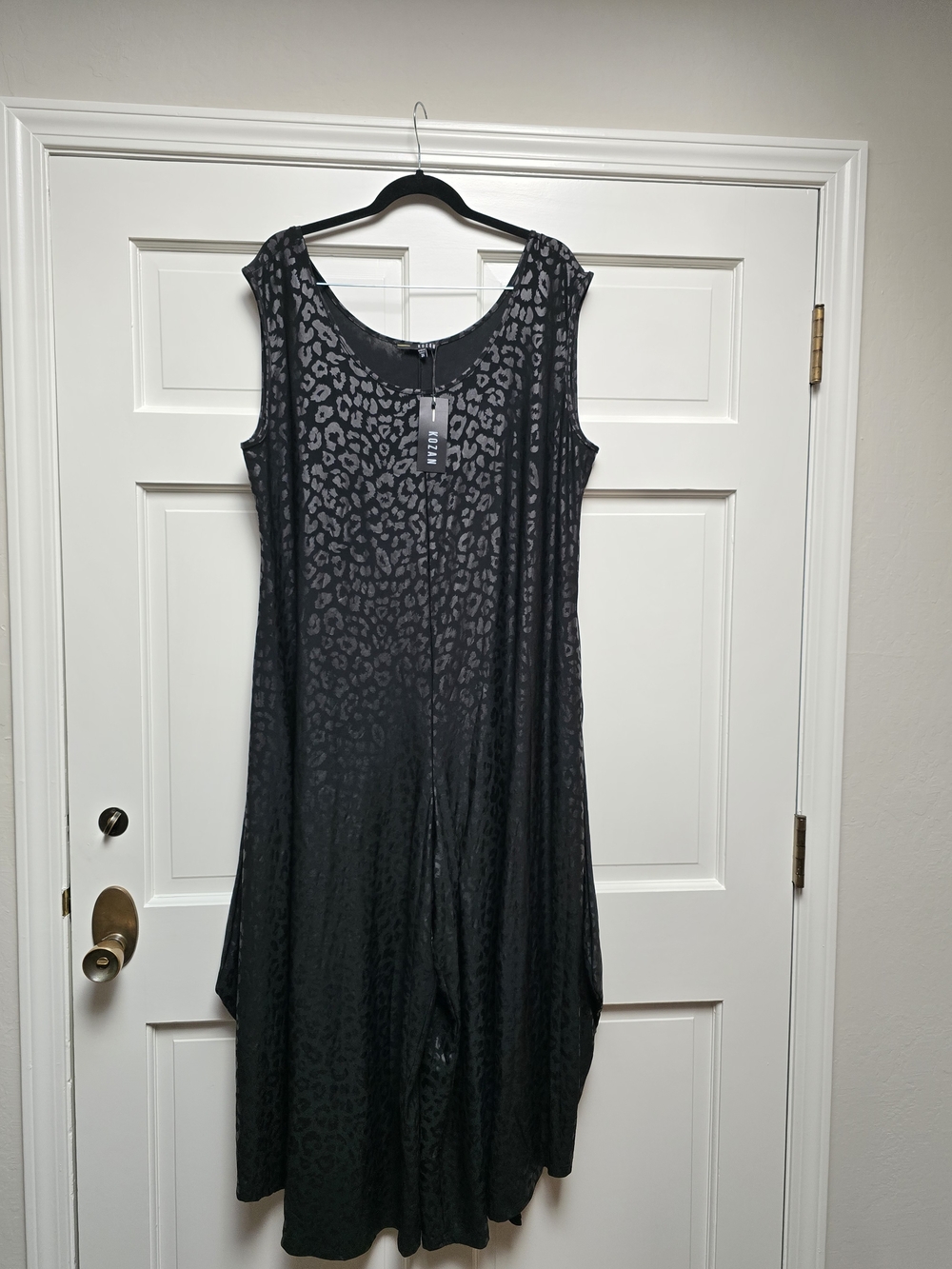 Sleeveless Black Leopard-Print Jumpsuit